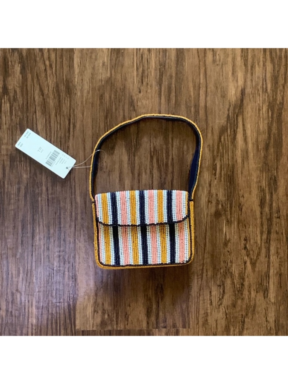 Anthropologie Multicolor super mini Fiona Beaded Stripe bag